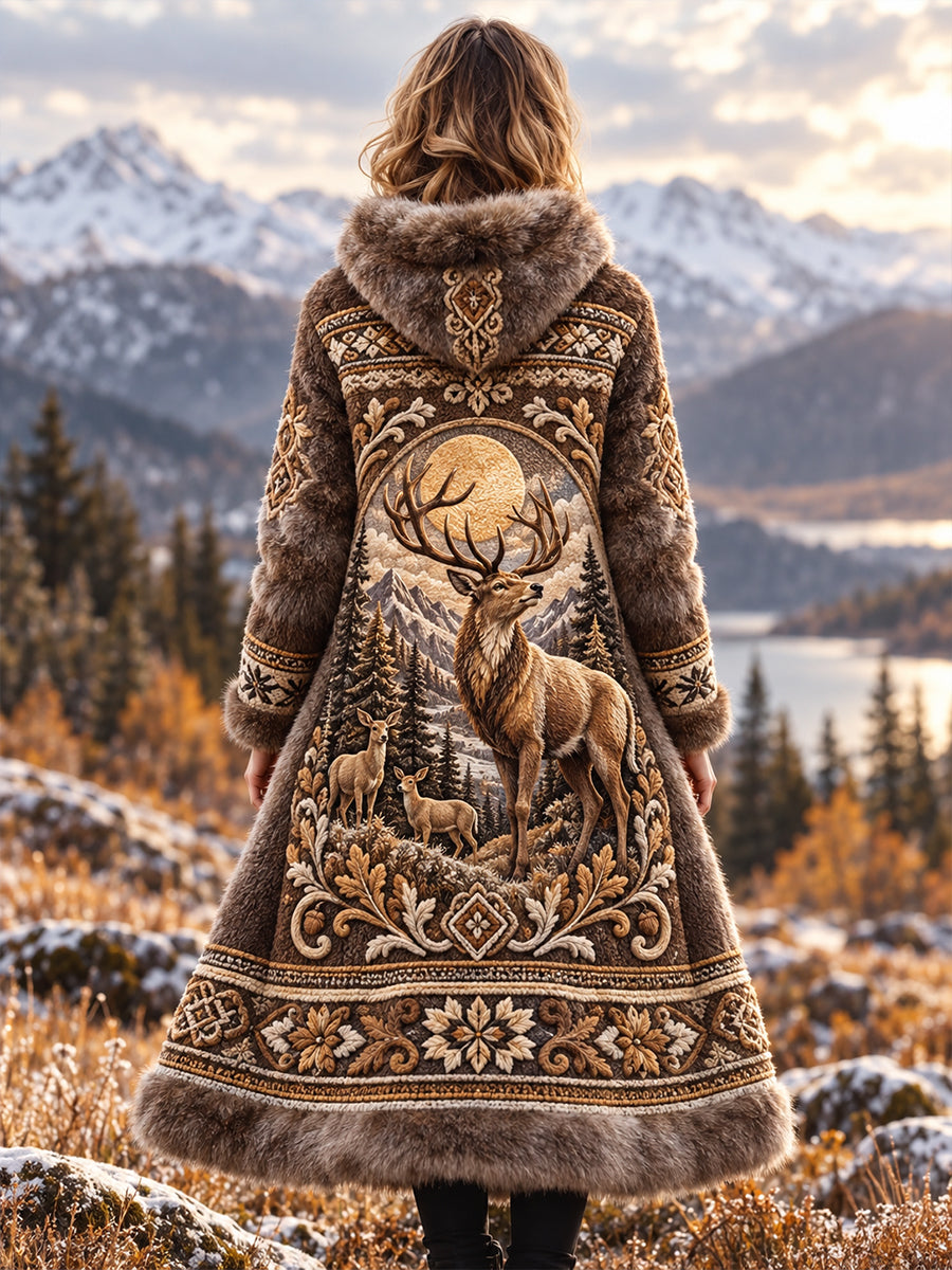 Dams jacka i nordiskt djurdesign, flanell