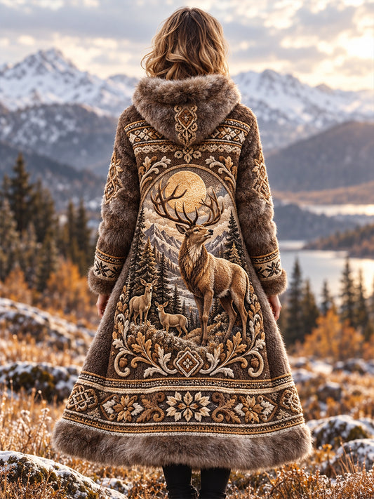 Dams jacka i nordiskt djurdesign, flanell