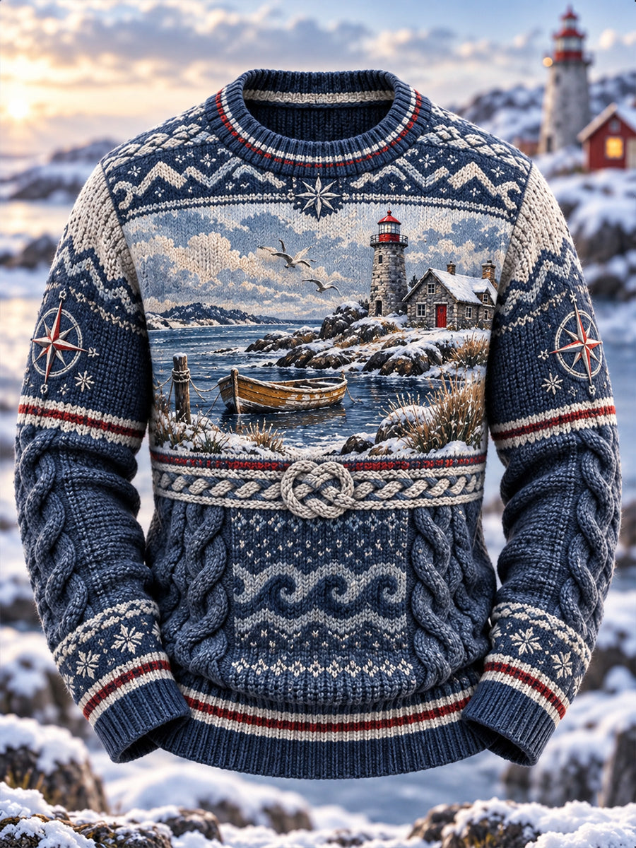 Herrtröja i nordisk vinterstil med imitation