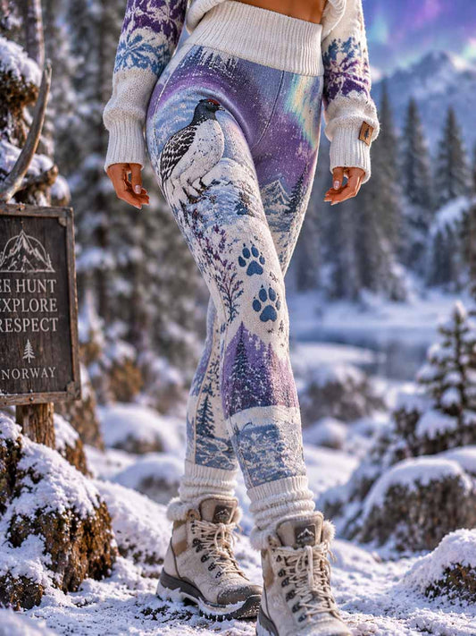 Damleggings med retrotryck med jaktmotiv