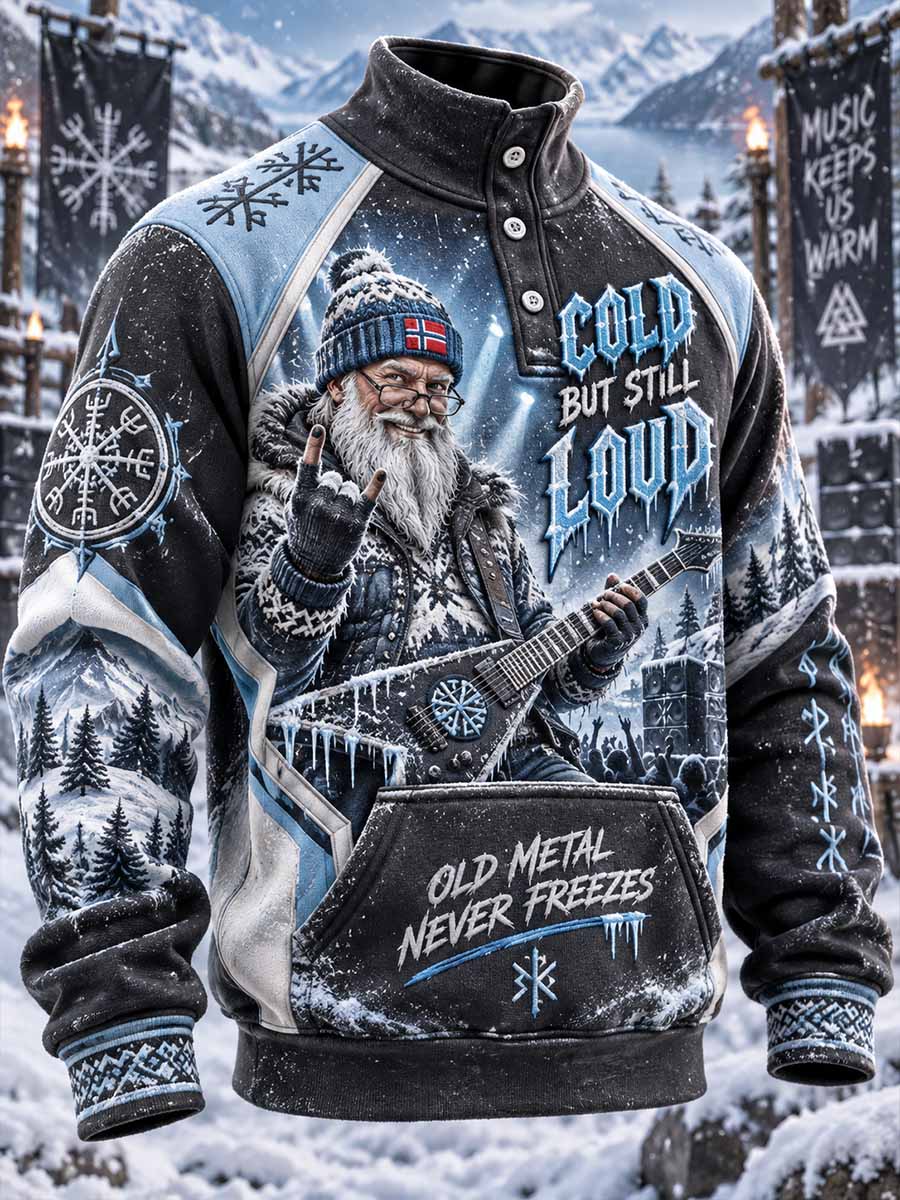 Mäns vinter Heavy Metal Music Graphic Print Sweatshirt