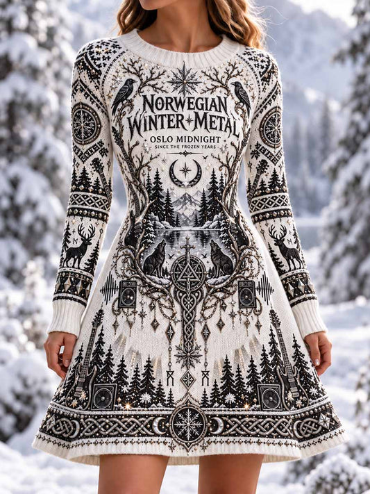 Kvinnors vinter Heavy Metal Music Graphic Print Klänning