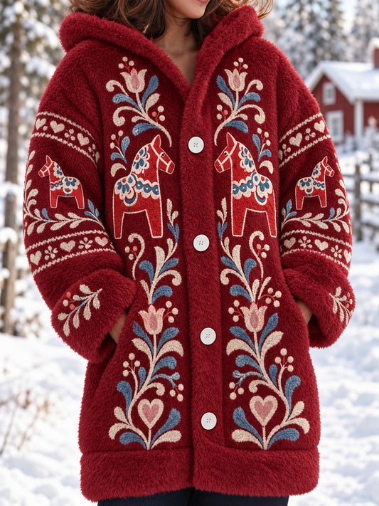 Kvinnors Dalarnas folkarv Skriv ut Fleece Medellängd rock Polyester