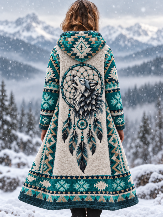 Kvinnors Vintage Viking djur Aztec Style Flannel Jacka