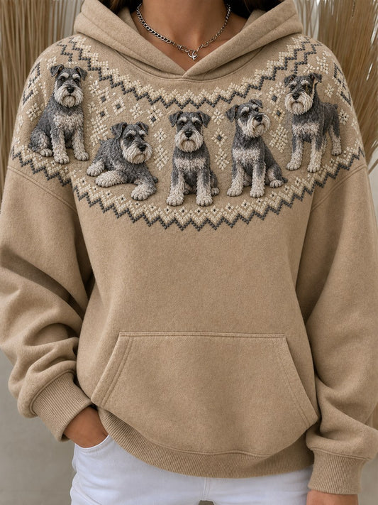 Kvinnors Vintage Schnauzer joke Isle Mönster Skriv ut översize Hoodies