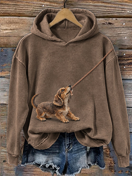 Kvinnors roliga hund med rep Print