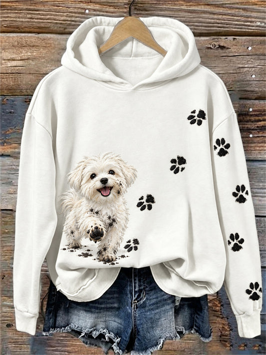 Kvinnors roliga smutsiga maltesiska hund & tassar Print