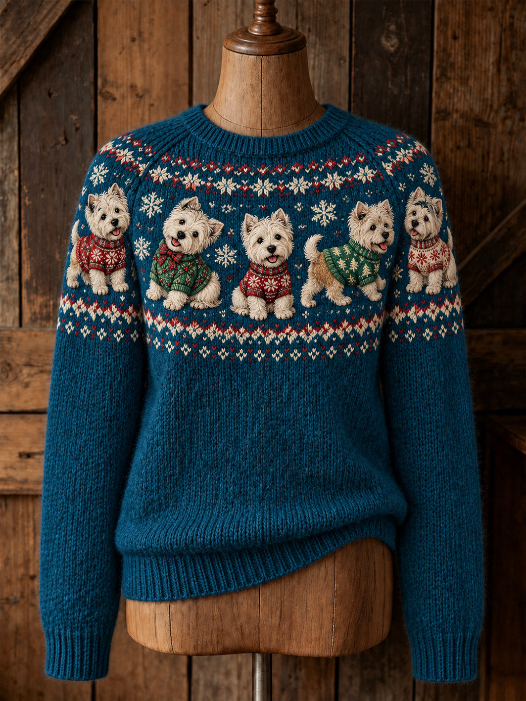 Kvinnors jul hund mönster Casual besättning hals tröjar