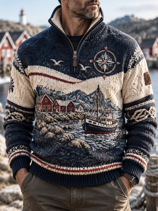 Nordic Coastal Heritage Quarter-Zip Sweatshirt