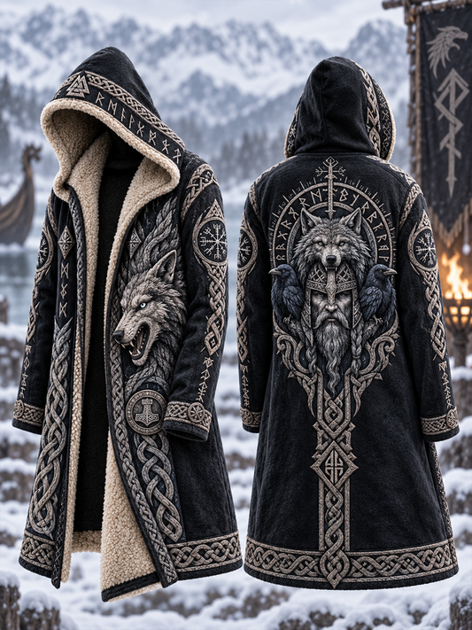 Herrtröja med vikingamönster och fleecefoder