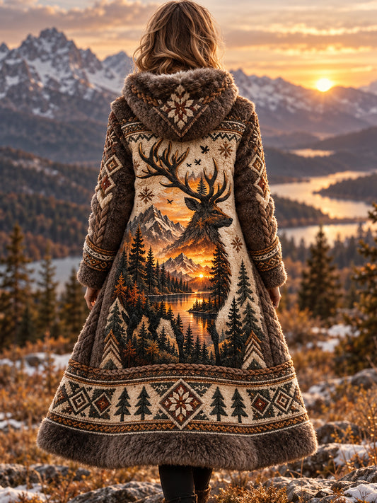 Dams jacka i nordiskt djurdesign, flanell