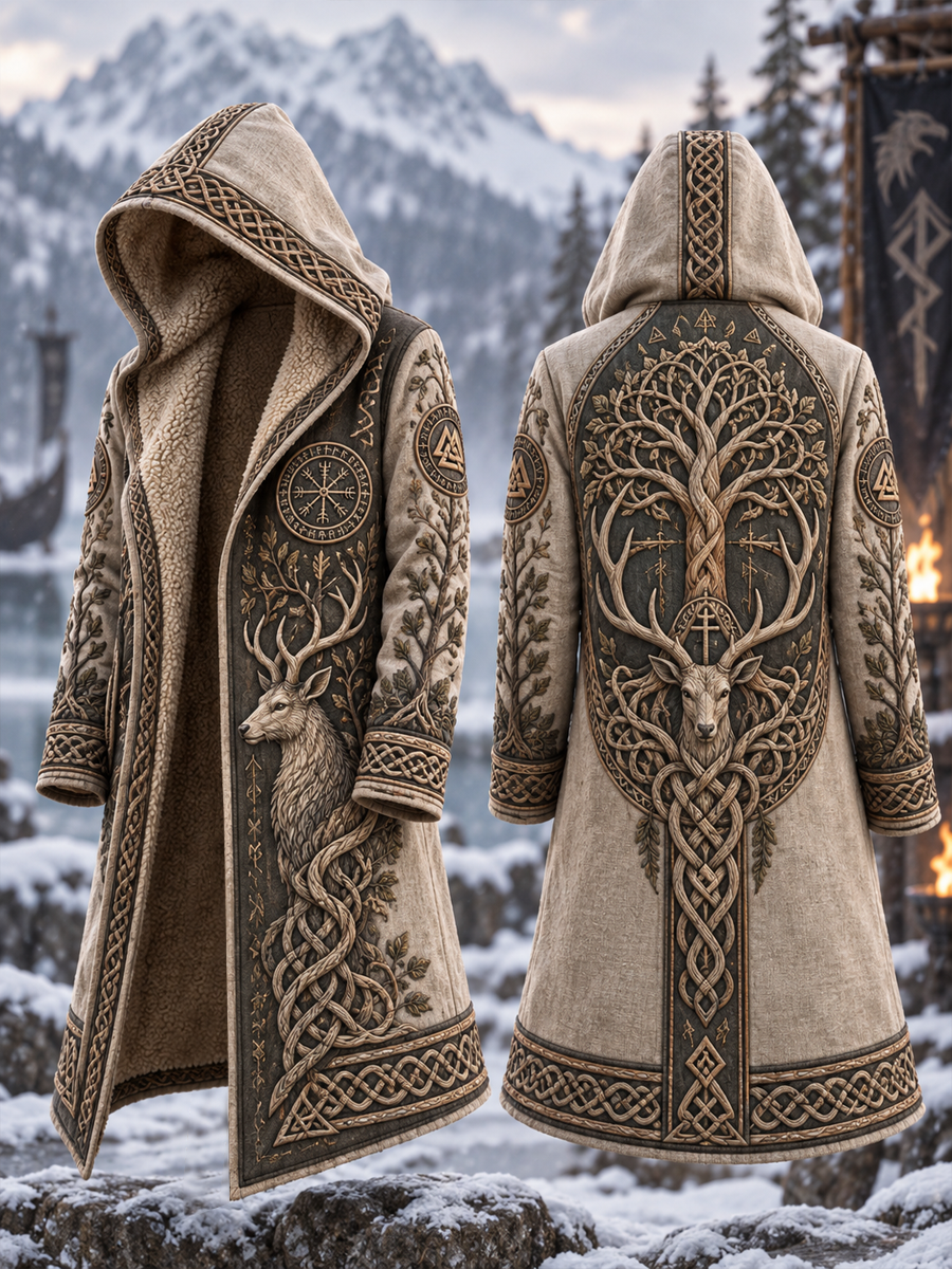 Mäns vikinga fleece fodrad Hoodie.
