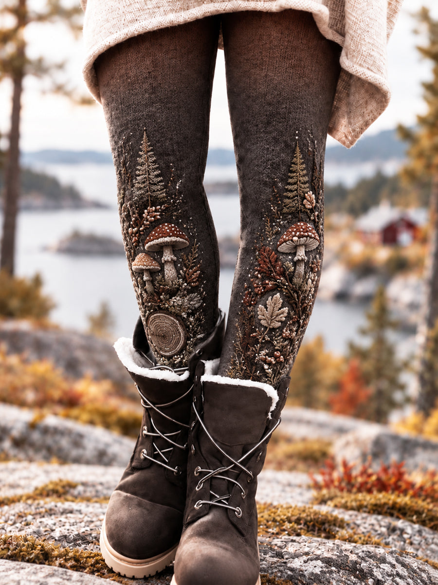 Damer Retro Nordisk Skog Svamp Gradient Leggings
