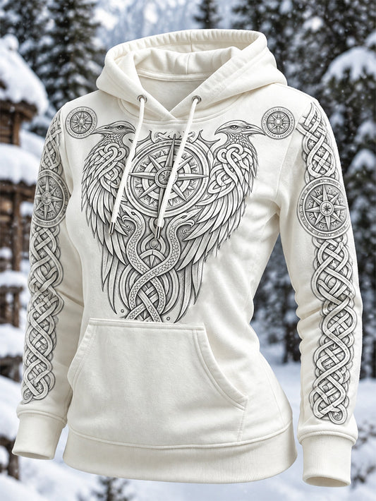 Kvinnors retro Viking-stil mönster design avslappnad huvrör