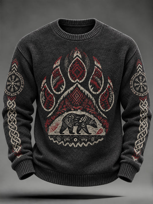 Mäns retro Viking-stil björn klo mönster design avslappnad imitation tröjar