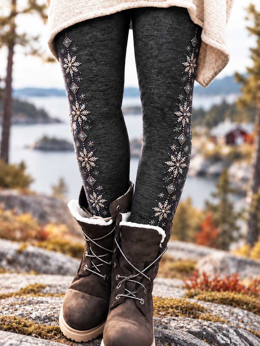 Damer Retro Snöflingeläggningar i Nordisk Stil