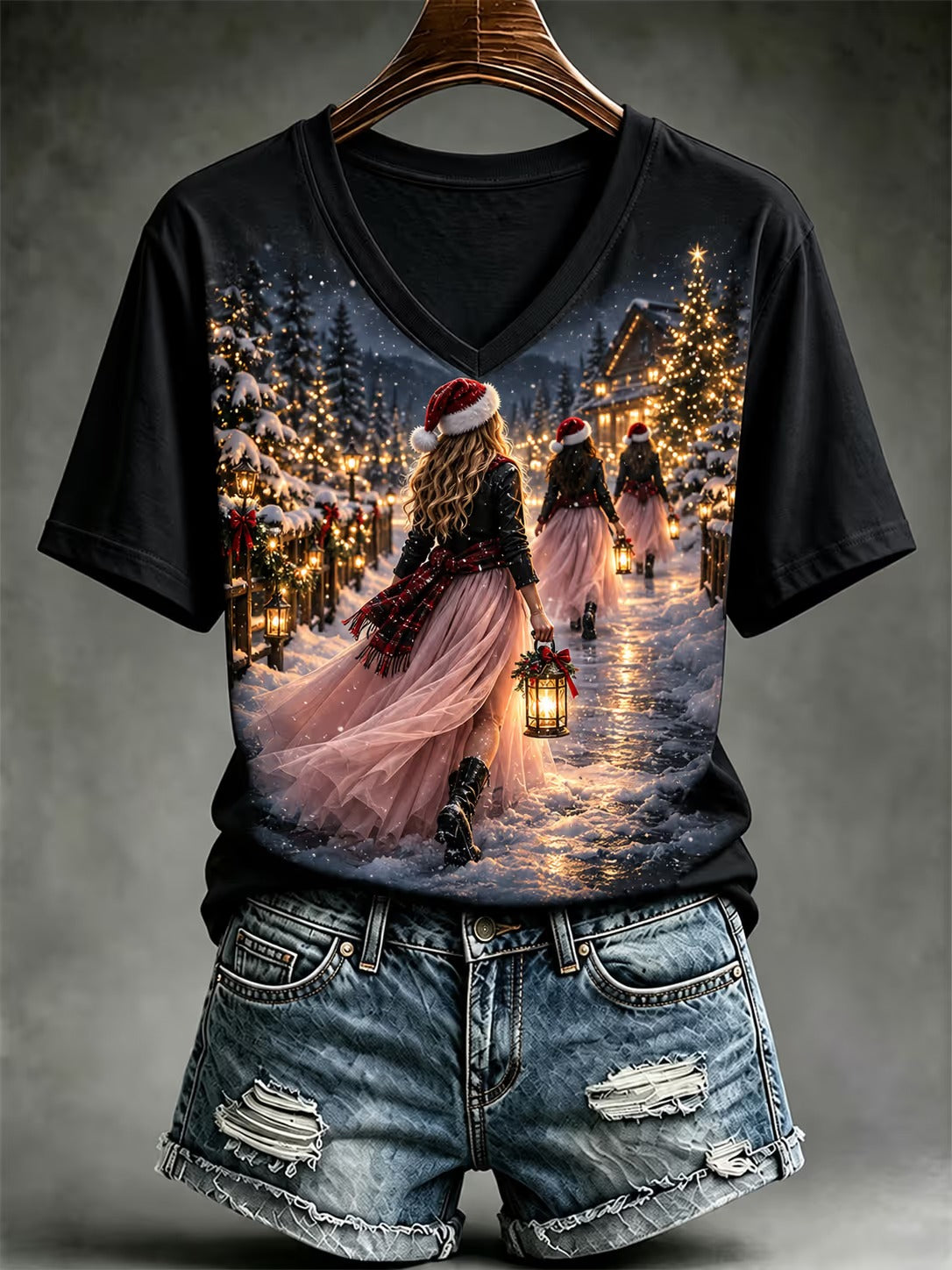 Kvinnors jul kortärmad T-shirt