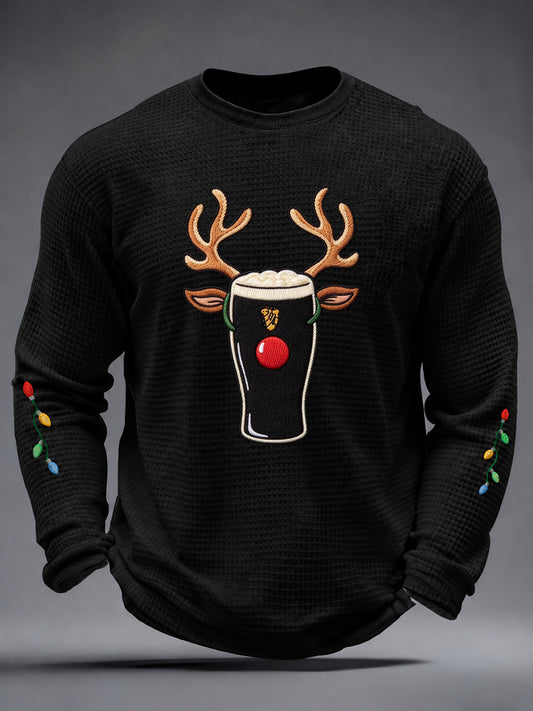 Herrtröja med julstout- och våffelmotiv, långärmad