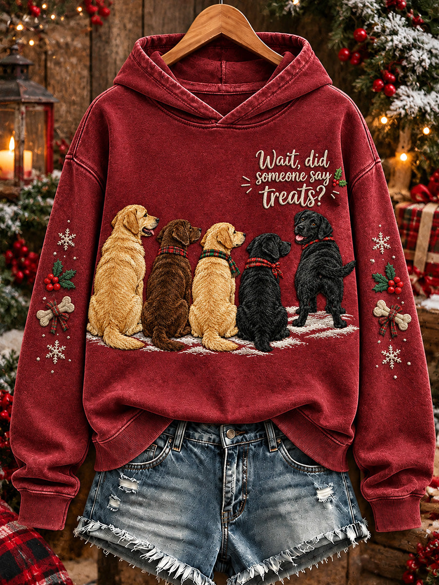 Kvinnors väntan Sa nån behandlar julbladörer Print Hoodie.