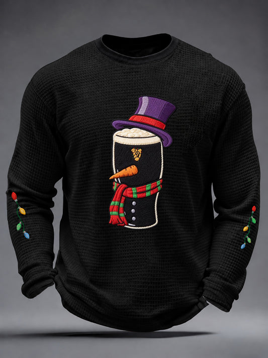 Herrtröja med julstout- och våffelmotiv, långärmad