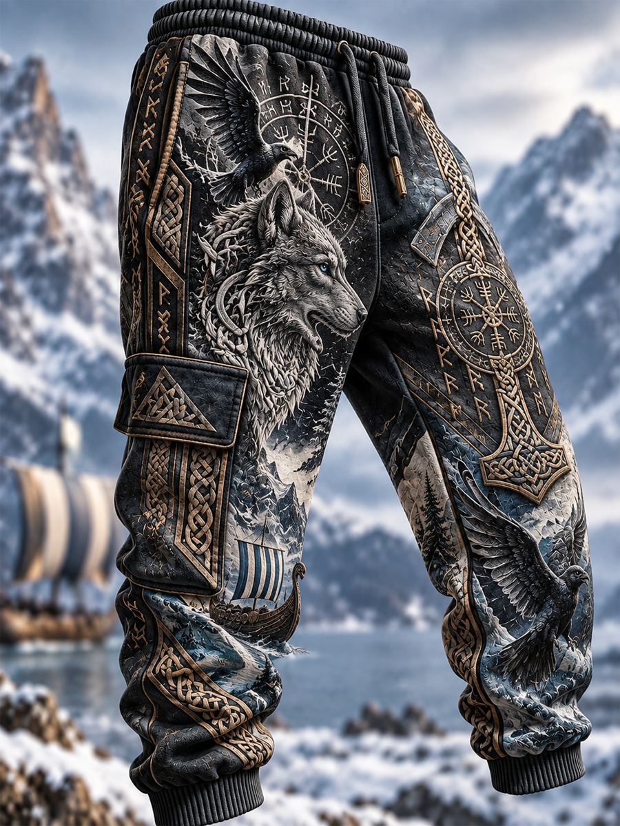 Mäns Viking kultur Casual Sweatbyxor Byxor