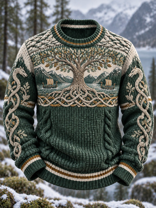 Kassttröja för män med vintage nordisk viking-/skandinavisk stil och konsttryck