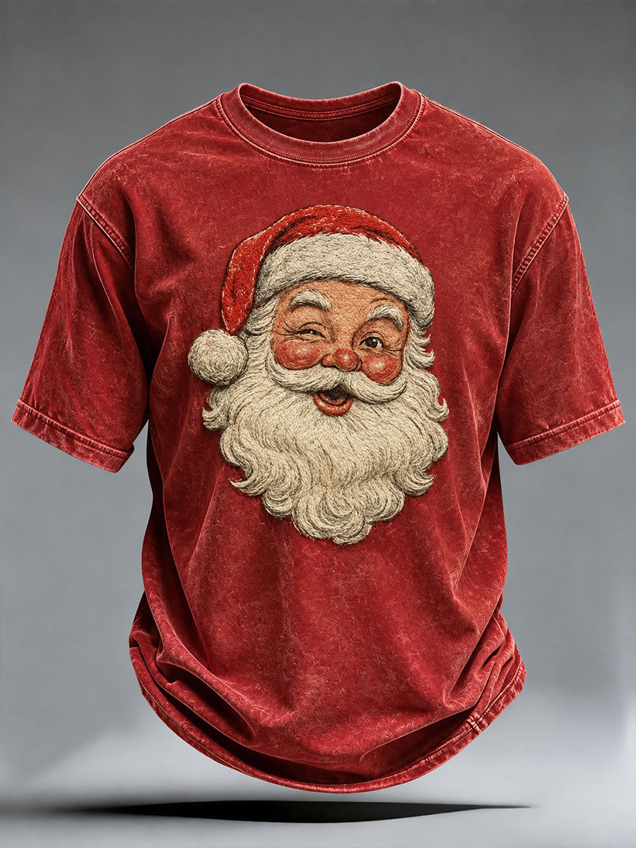 Herr-T-shirt med julmotiv och tomteprint