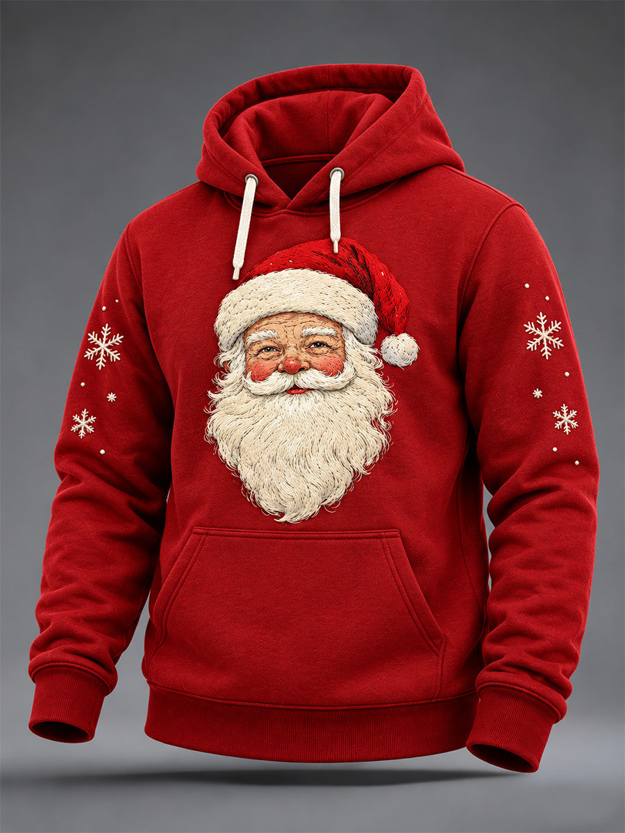 Mäns jul Santa Print överdimensionerad drop-Shulder Hoodie med fickar