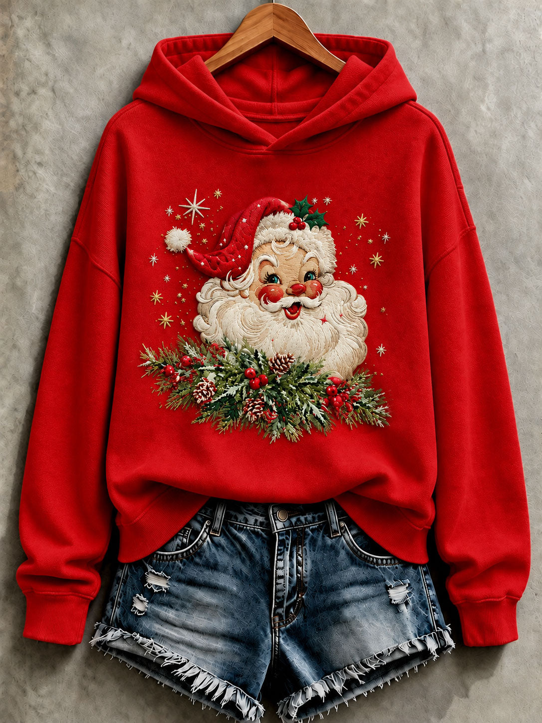Kvinnors jultomten Regelbunden Sweatshirt