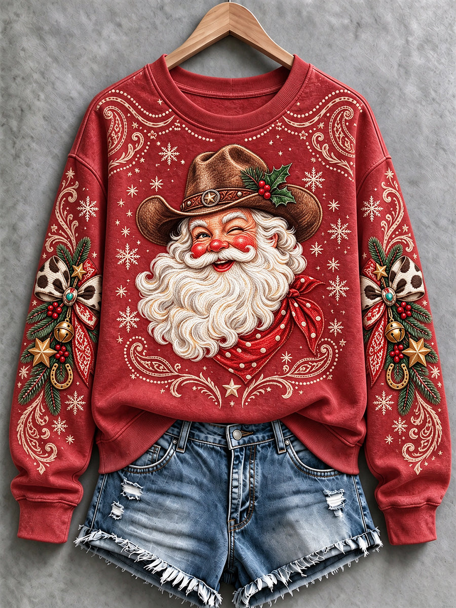Kvinnors västra stil jul Santa Print Sweatshirt