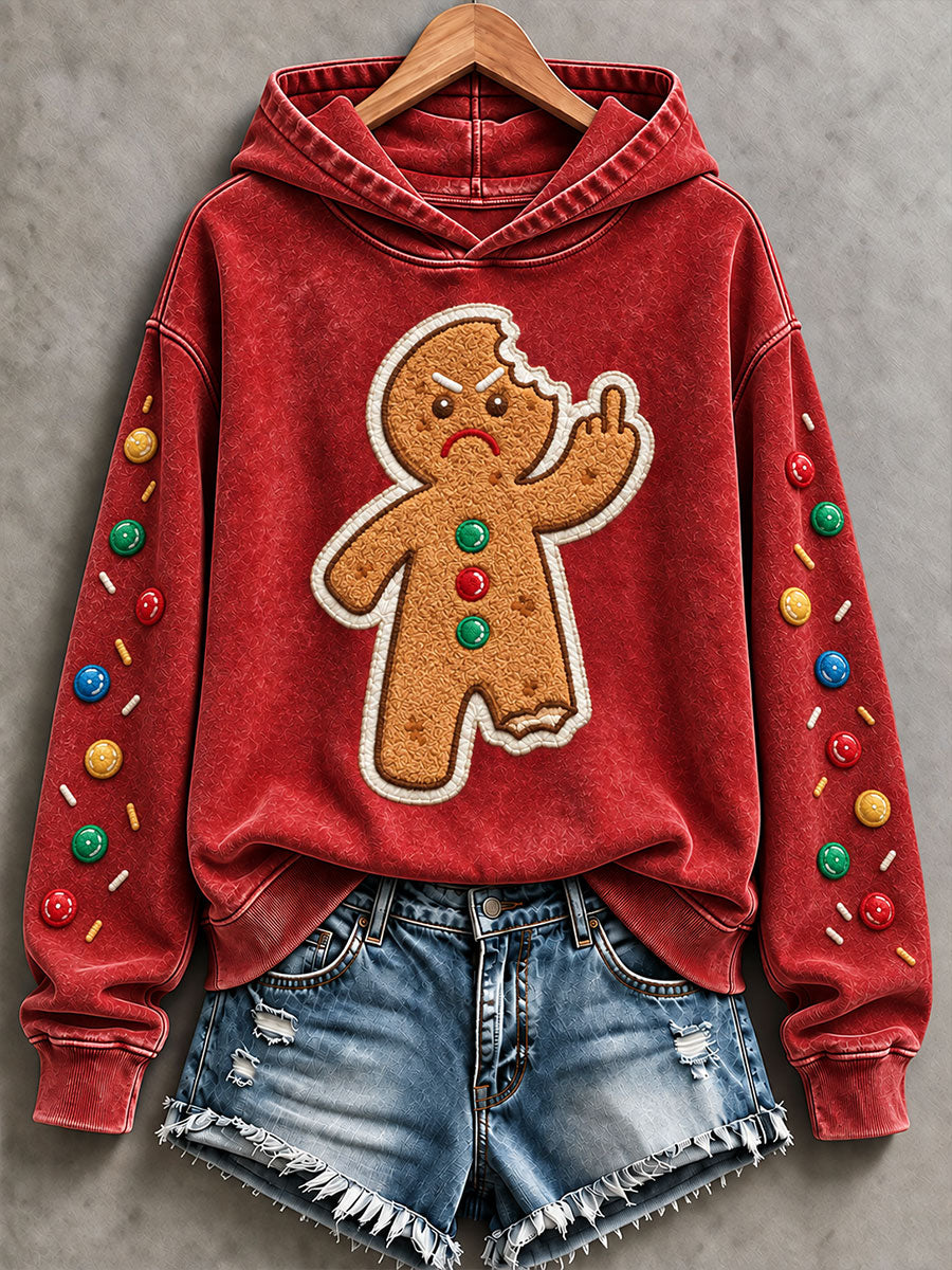 Kvinnors roliga Gingerbröd man jul Skriv ut Regelbunden Sweatshirt