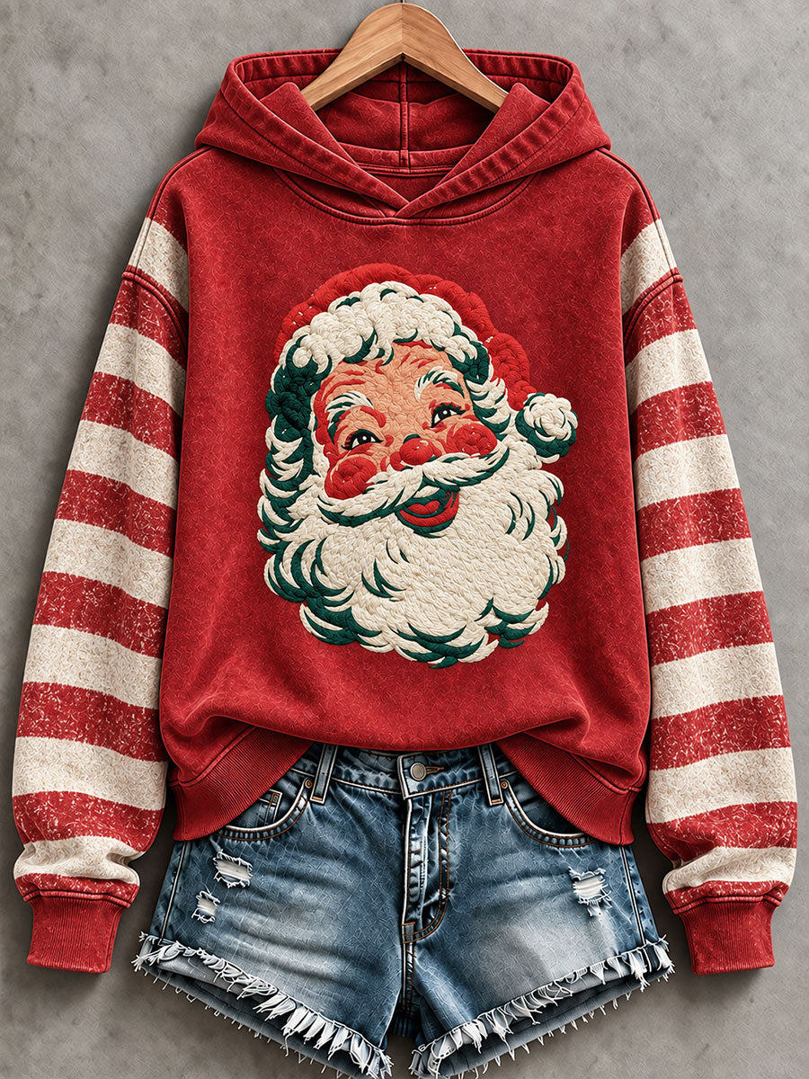 Kvinnors Vintage Santa Claus jul Skriv ut Regelbunden Sweatshirt