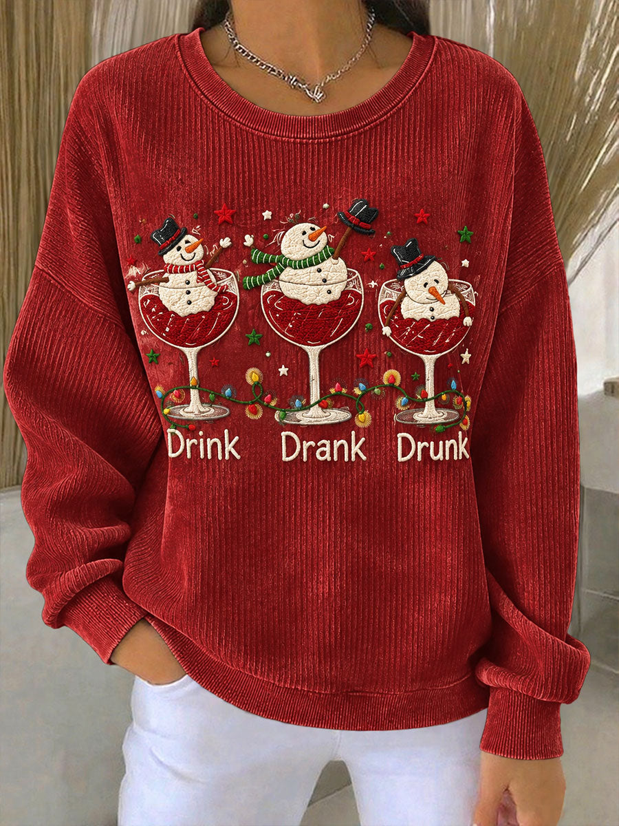 Kvinnors "Drink Drank berusad" Jul Print Sweatshirt