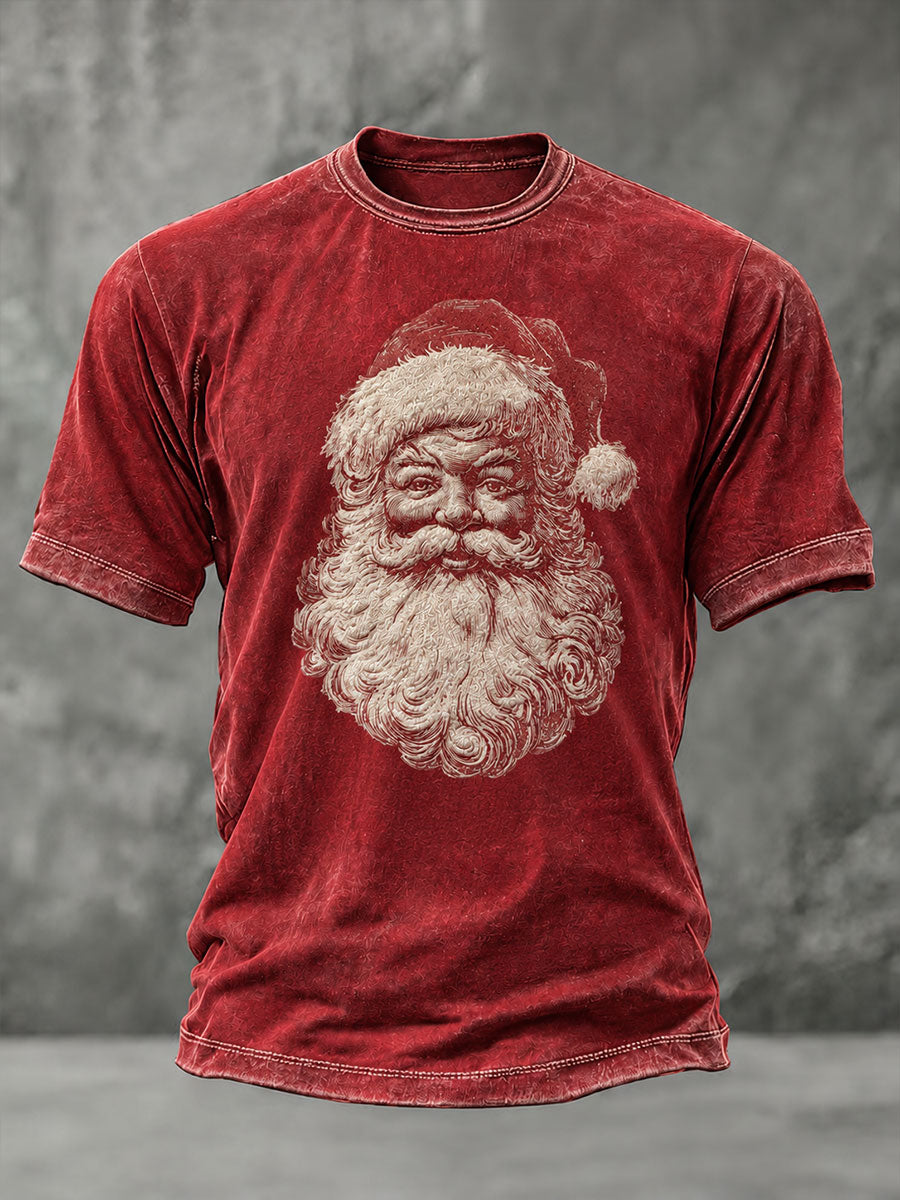 Mäns Vintage Santa Claus Christmas Print T-shirt