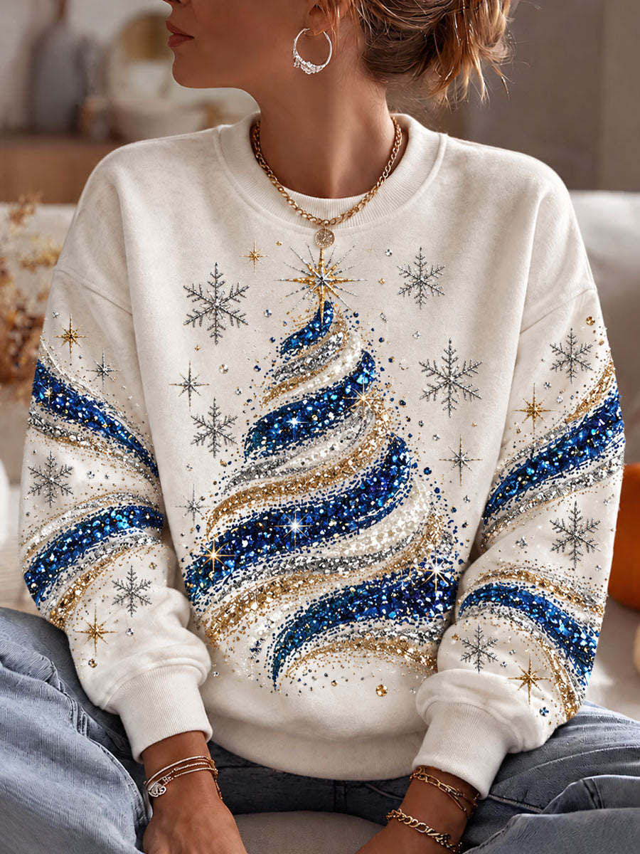 Kvinnlig casual sweatshirt med julgransmönster
