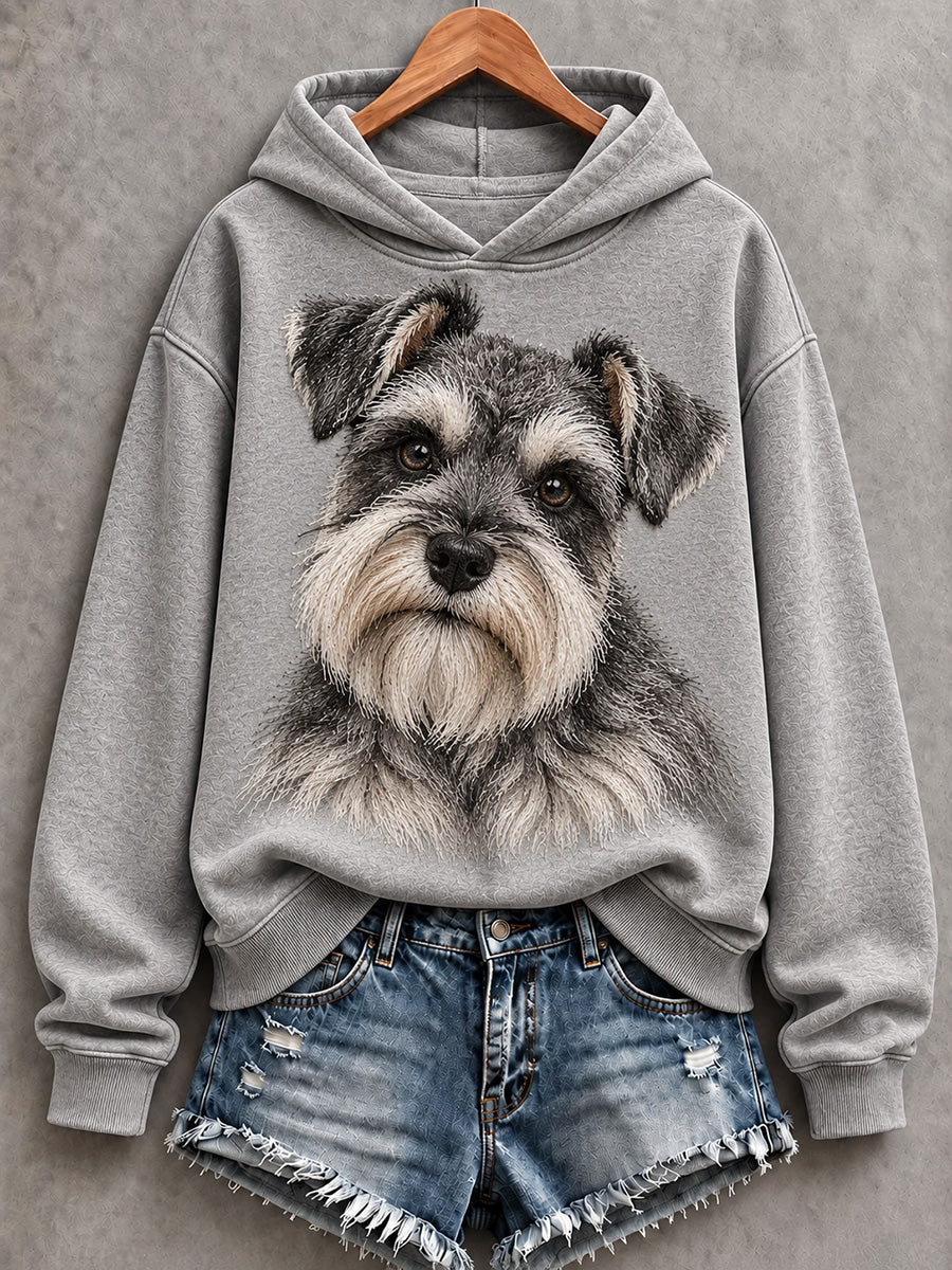 Kvinnors söta Schnauzer Skriv ut bekväm Hoodie.