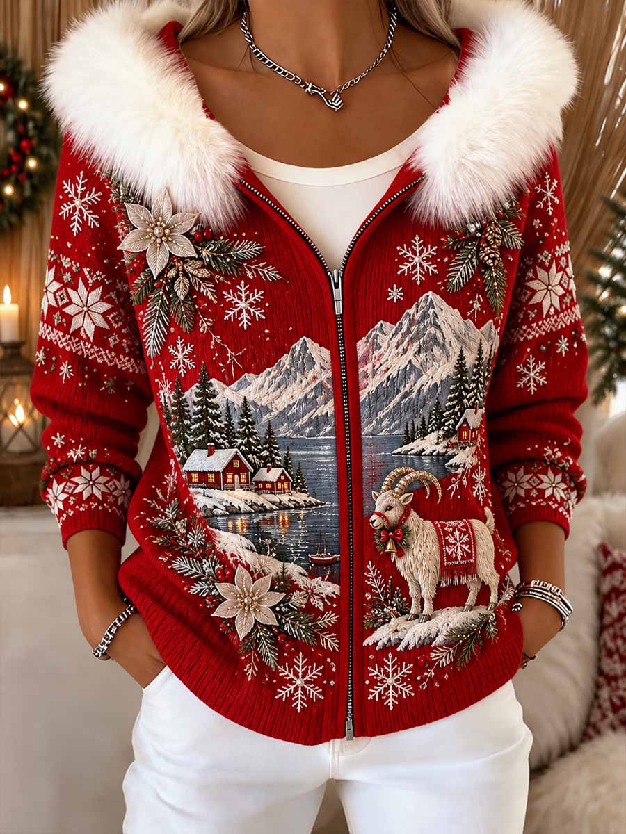 Kvinnors vinter jul mönster Tryck Jacka