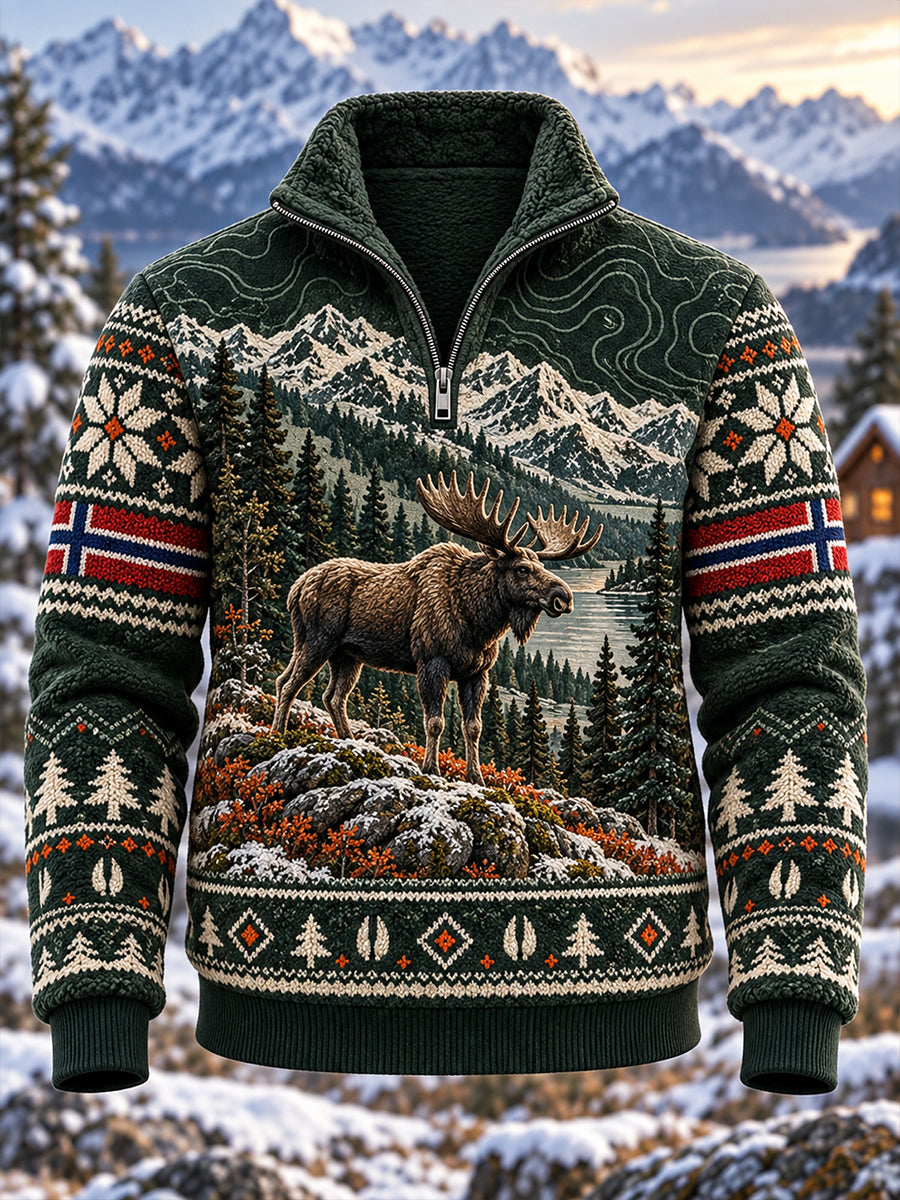Mäns norska jaktsäsong Fleece-lined Stand-Collar sweatshirt