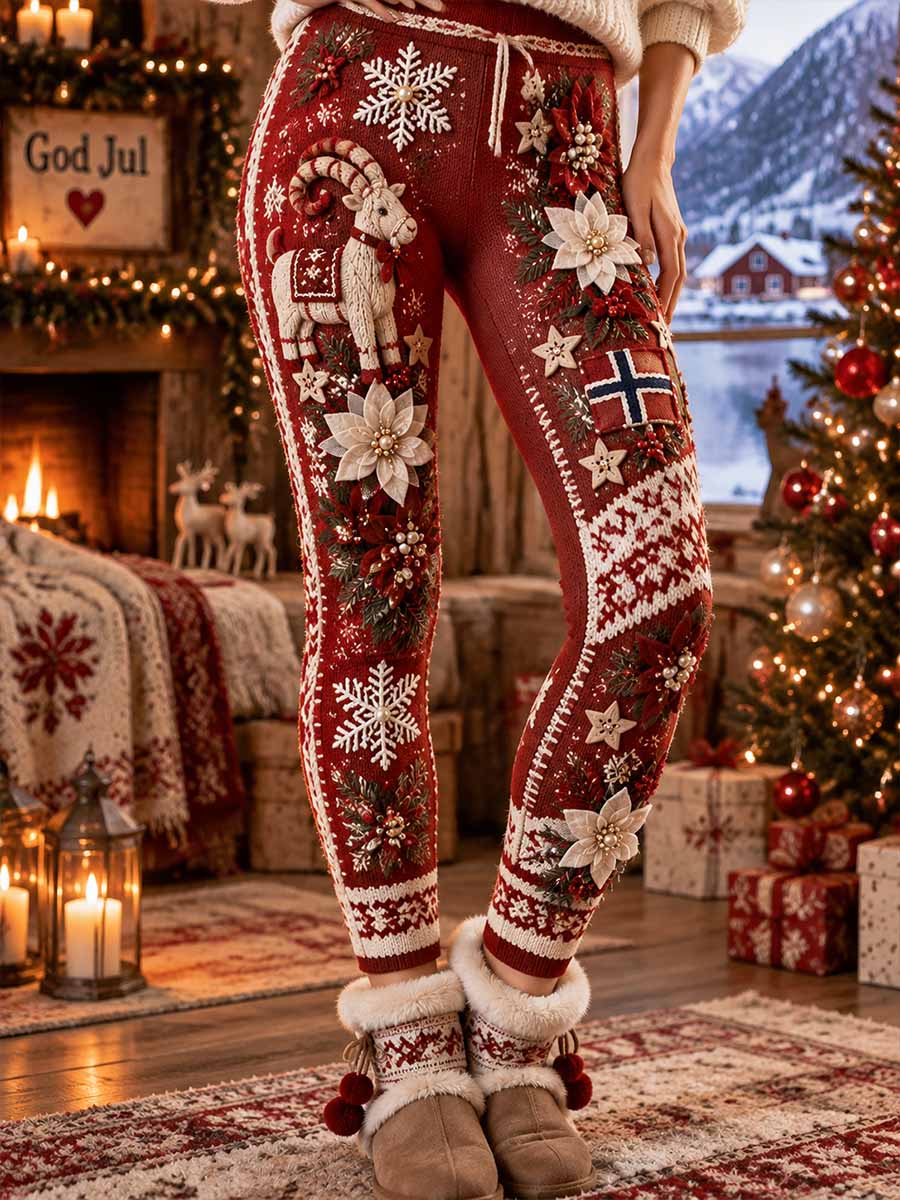 Kvinnors vinter jul mönster Tryckta Leggings