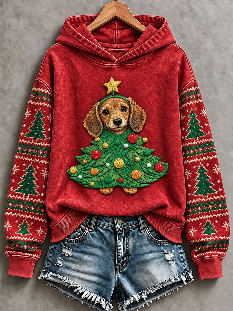 Kvinnors julgran Dachhund Regelbundna Sweatshirt