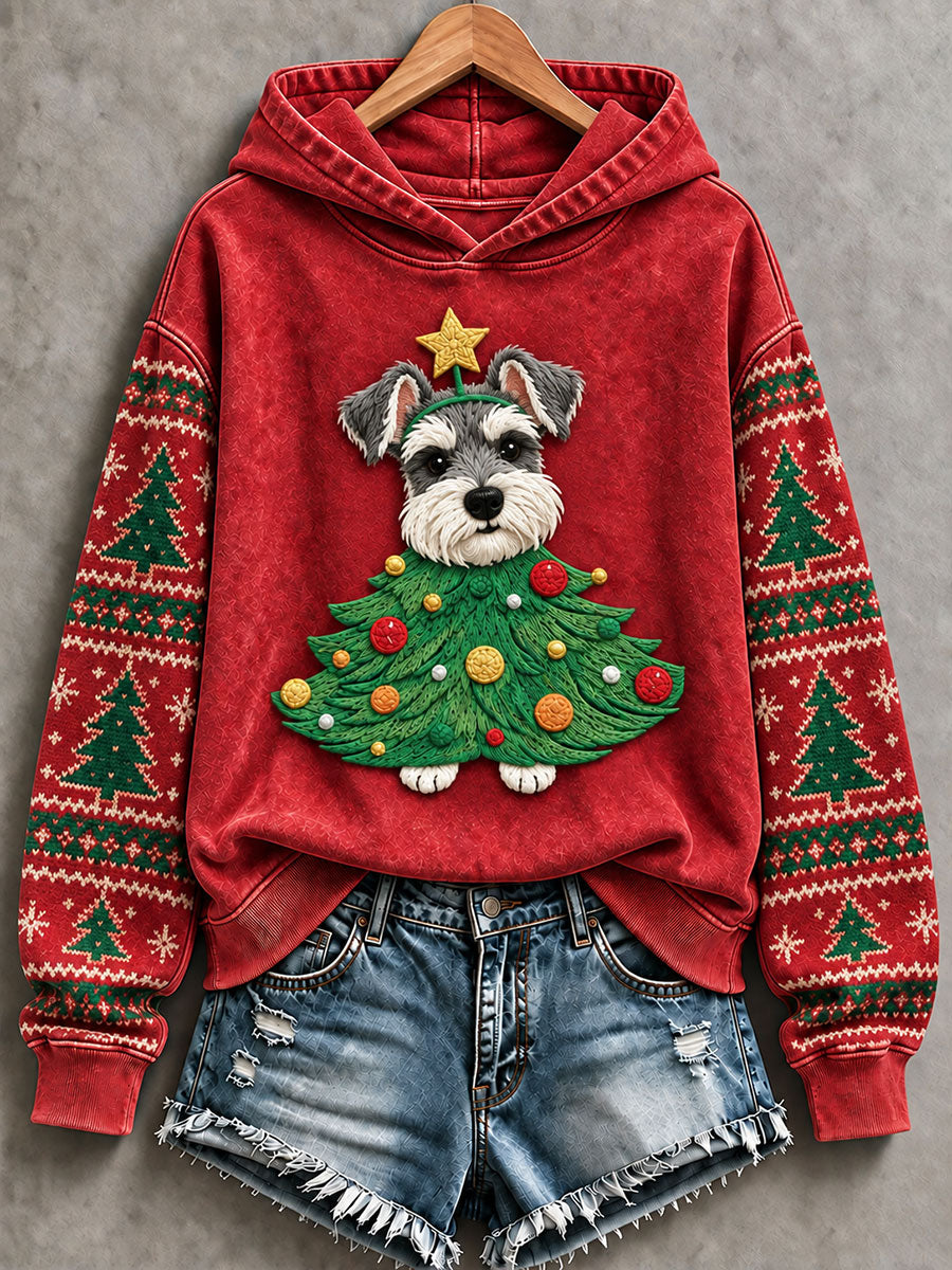 Kvinnors julgran Schnauzer Regelbundna Sweatshirt