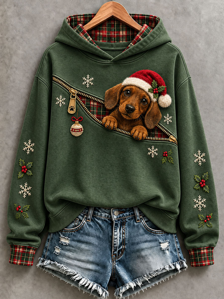 Kvinnors jul Dachhund Hoodie.