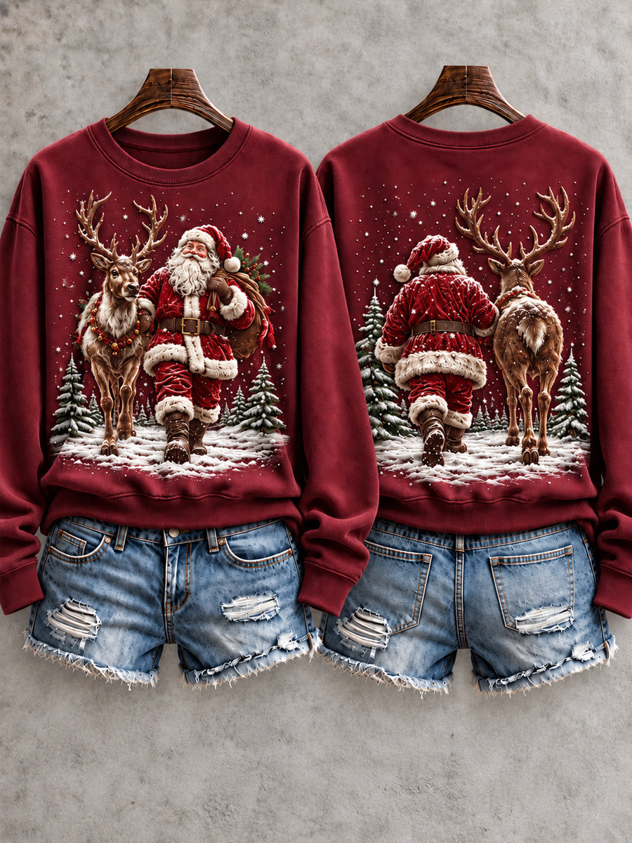 Kvinnors vintage julen Santa Claus konst sweatshirt