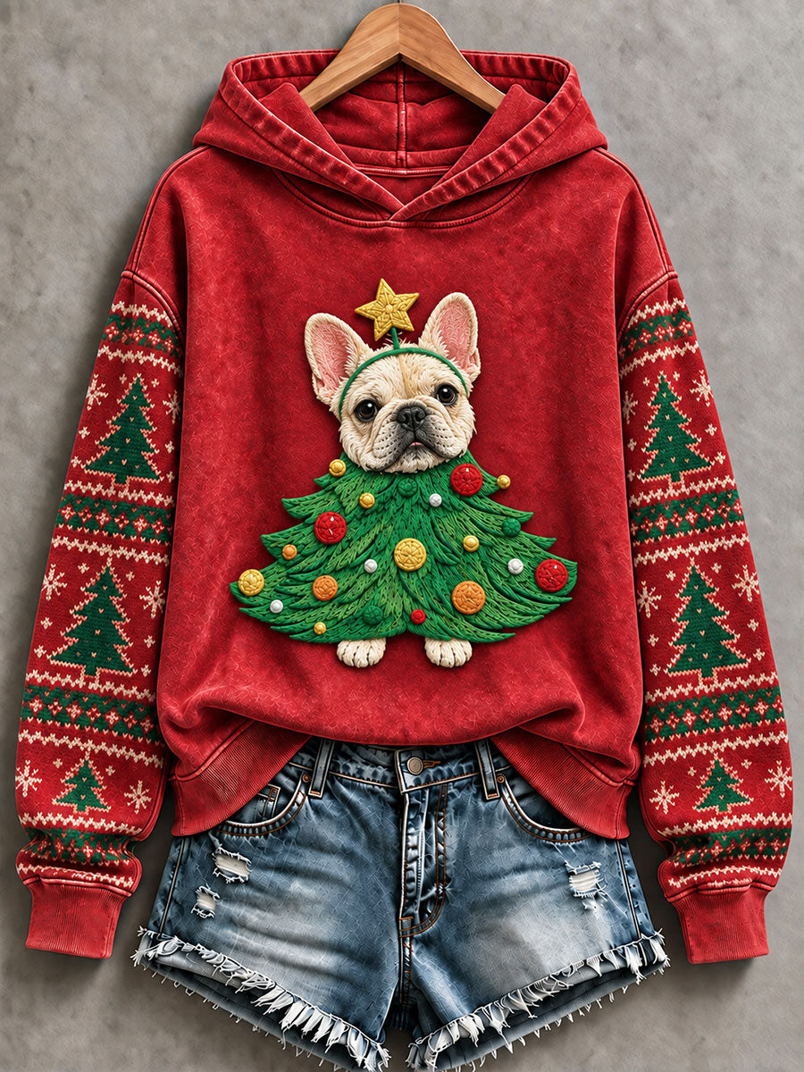 Kvinnors julgran Franska Bulldog Regulär Sweatshirt