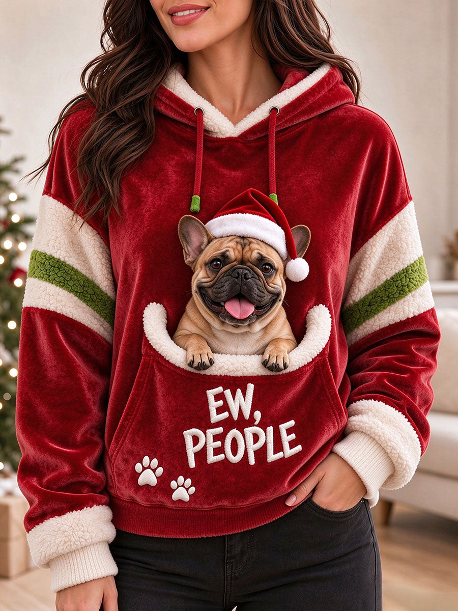 Kvinnors söta franska Bulldog Hoodie.