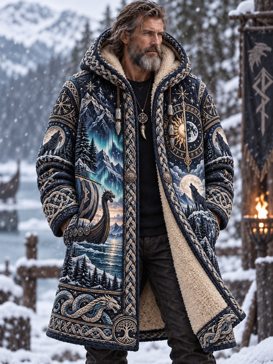Mäns vikinga konst Fleece fodrad Hoodie.