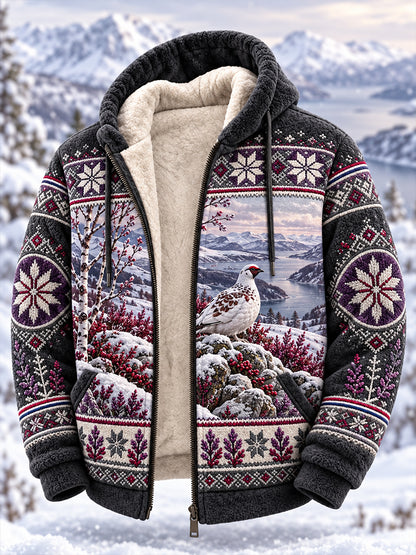 Mäns norska jaktsäsong Flannel Hooded Zip-Up Jacka